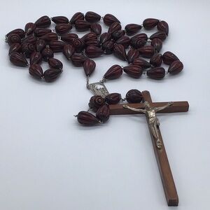 Extra Large & Long Wood Bead Rosary/ Wall Hanging